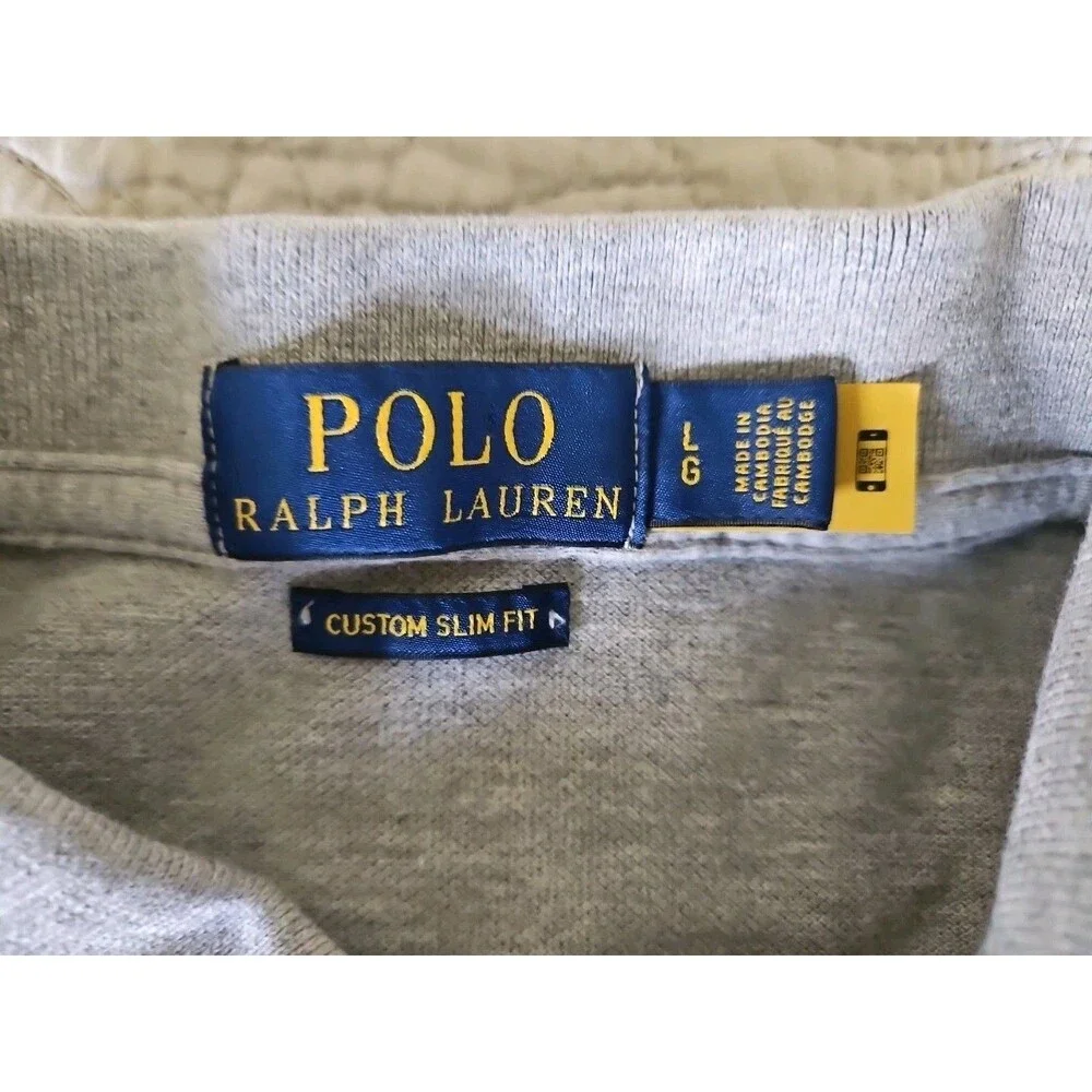 Polo Ralph Lauren Custom Slim Fit Short Sleeve Shirt Size L Gray Green Pony